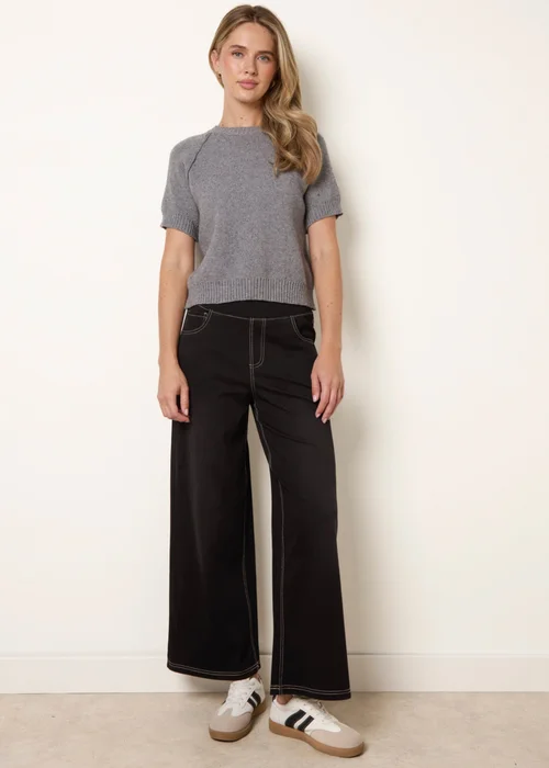 Blue Vanilla Black Multi Stretch Deep Waistband Trousers - L Image 1
