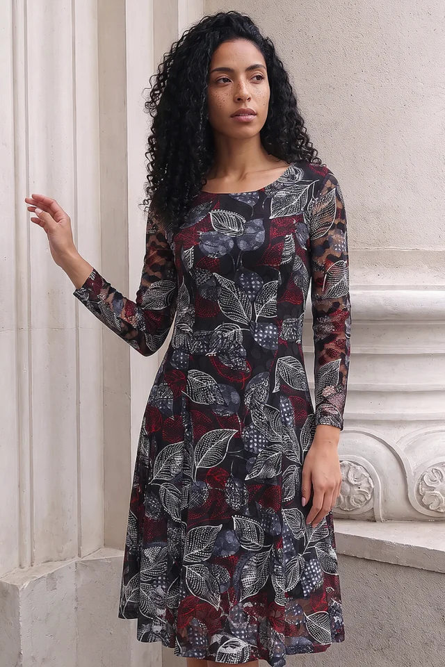 Roman Mocha Rose Burnout Lace Dress