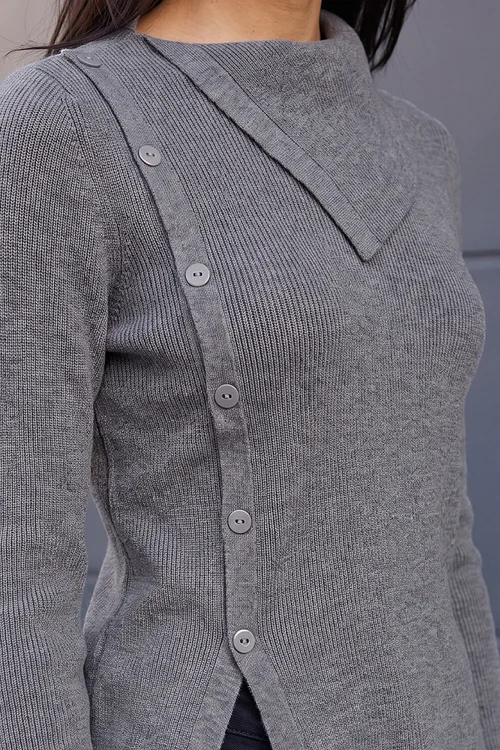 Roman Grey Petite Button Jumper - 18 Image 4
