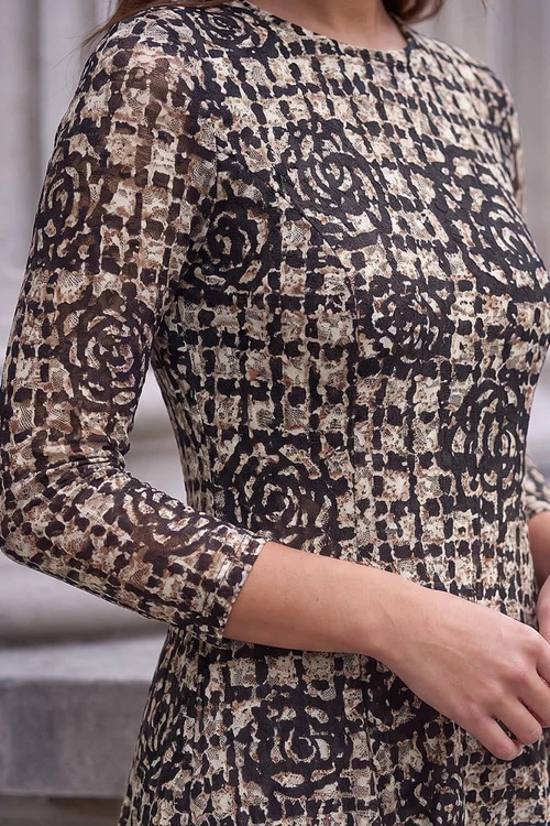Roman Mocha Rose Burnout Lace Dress - 18 Image 4