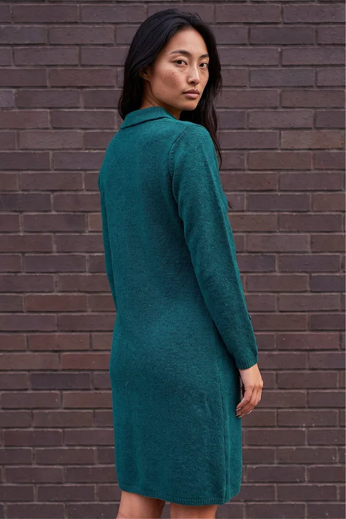 Roman Dark Green Petite Collared Knit Shift Dress - 10 Image 3