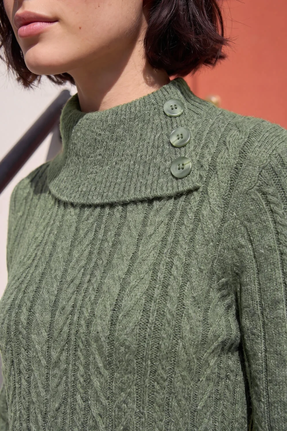 Roman Khaki Petite Button Neck Jumper - 18 Image 4
