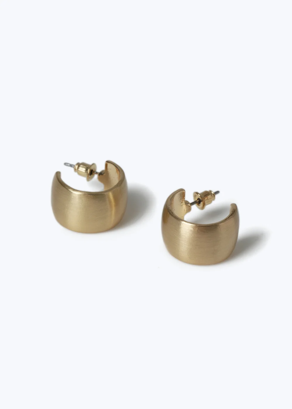 Muse Gold Brushed Wide Hoop Earrings - One Size Image 2