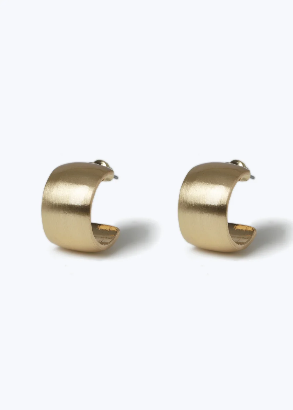Muse Gold Brushed Wide Hoop Earrings - One Size Image 1