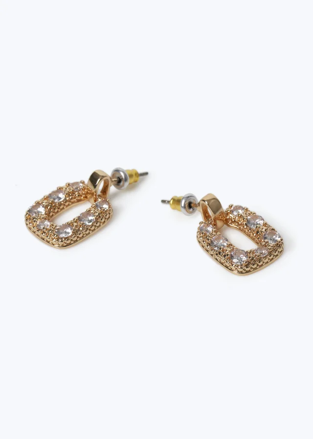 Muse Gold Cubic Zirconia Door Knocker Earrings