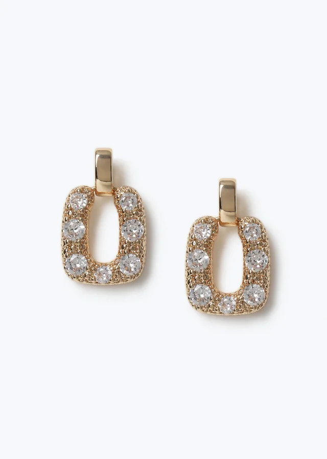 Muse Gold Cubic Zirconia Door Knocker Earrings