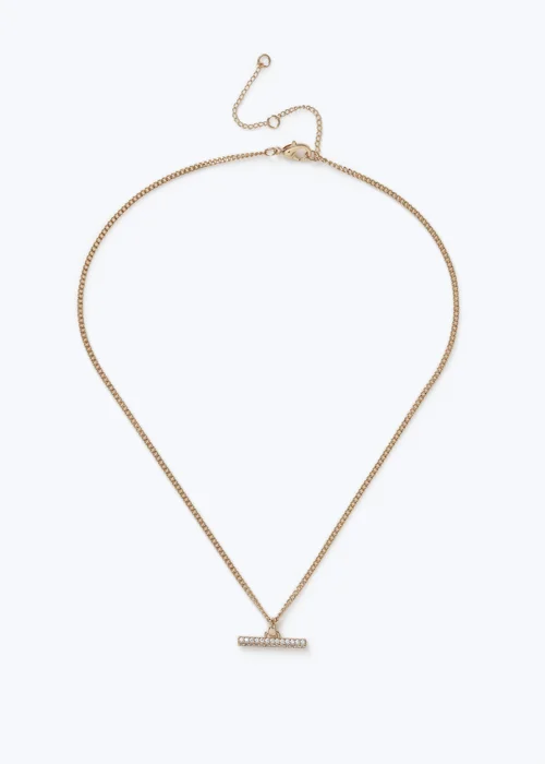 Muse Gold Cubic T Bar Ditsy Necklace - One Size Image 1