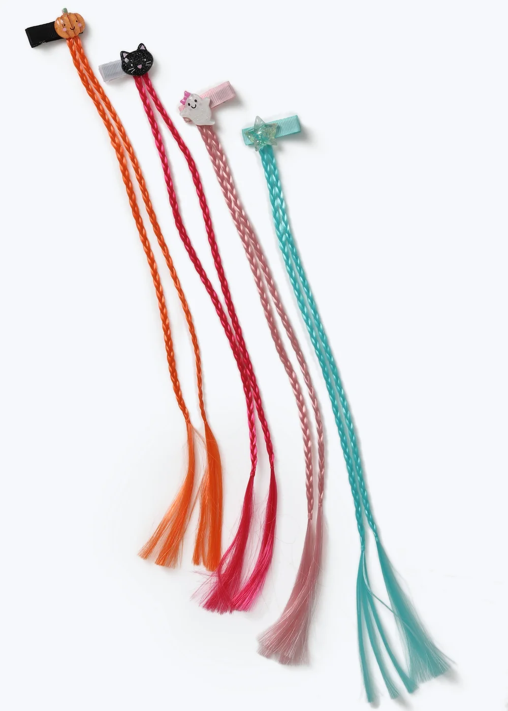 4 Pack Flitzy Multicoloured Halloween Clip-in Hair - One Size Image 1