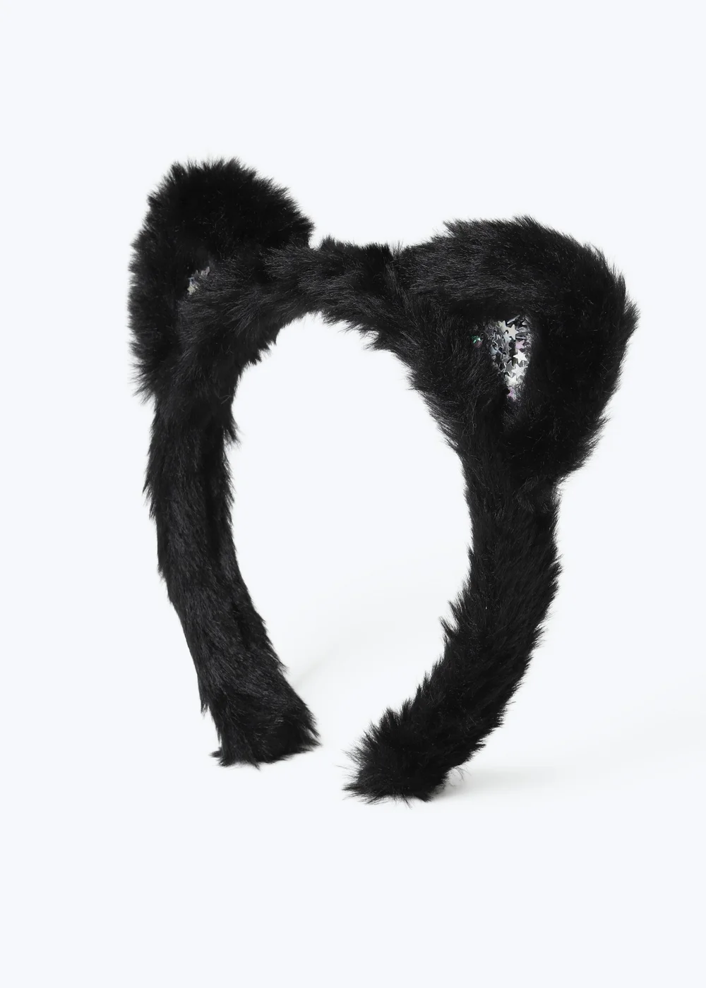 Flitzy Black Halloween Faux Fur Headband - One Size Image 2