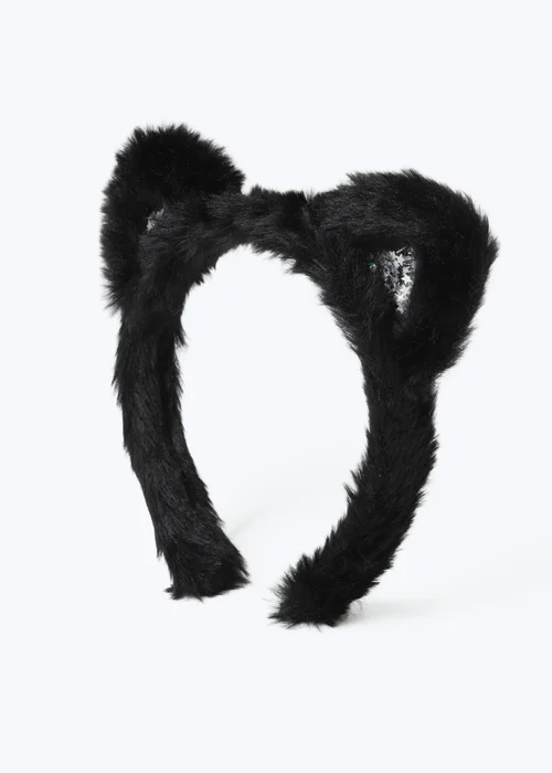 Flitzy Black Halloween Faux Fur Headband - One Size Image 2