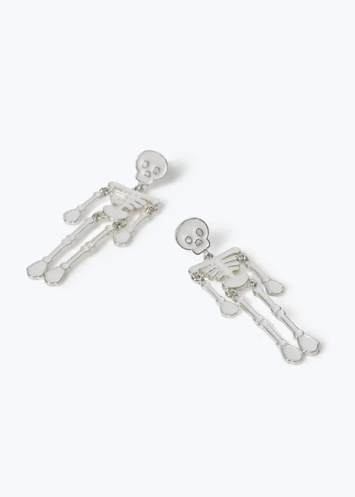 Muse White Halloween Skeleton Drop Earrings - One Size Image 2