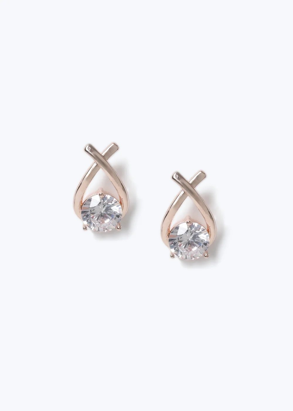 Muse Rose Gold Cubic Zirconia Loop Stud Earrings - One Size Image 1