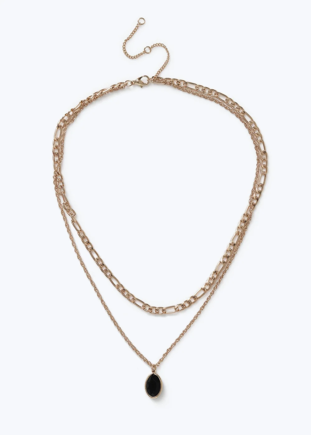 Muse Black Stone Gold Multirow Necklace - One Size Image 1