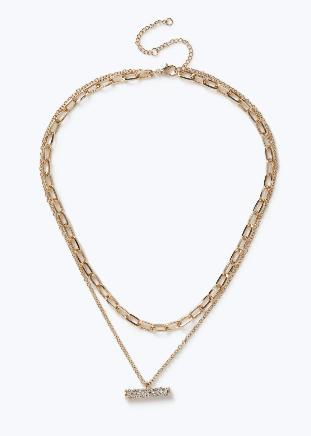 Muse Rhinestone T Bar Multirow Necklace - One Size Image 1