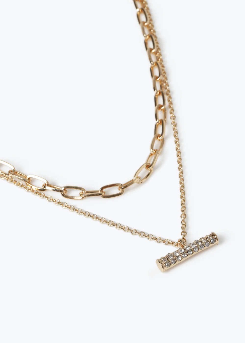 Muse Rhinestone T Bar Multirow Necklace - One Size Image 2