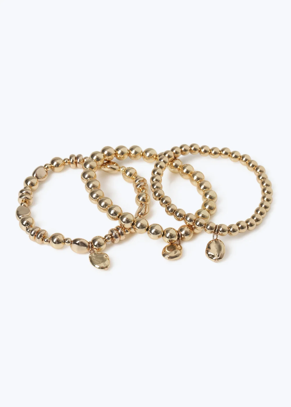 Muse Gold 3 Pack Beaded Stretch Braclet's - One Size Image 1