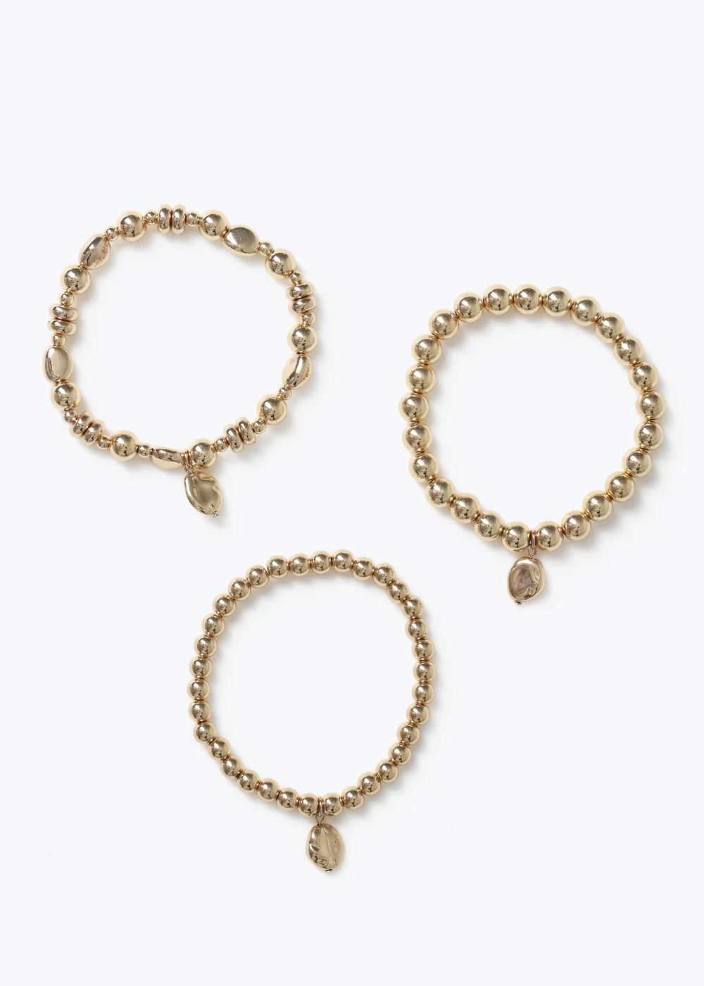 Muse Gold 3 Pack Beaded Stretch Braclet's - One Size Image 2