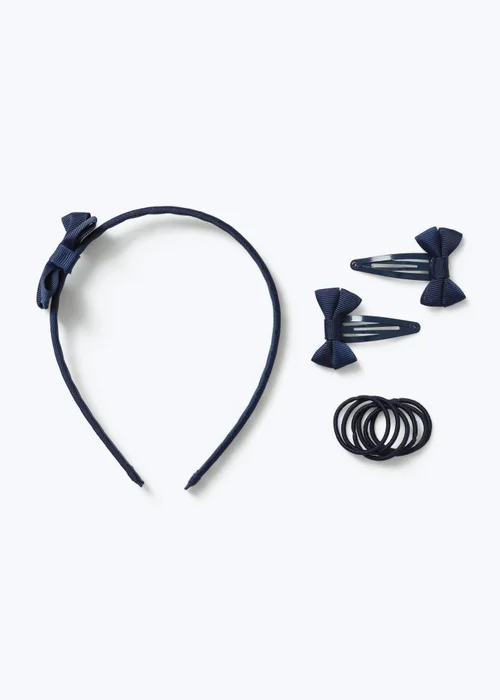 Flitzy Navy Bow School Hair Accessories Pack - One Size Image 2