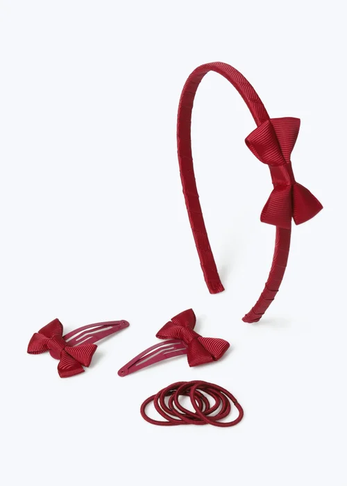 Flitzy Burgundy Bow School Hair Accessories Pack - One Size Image 1