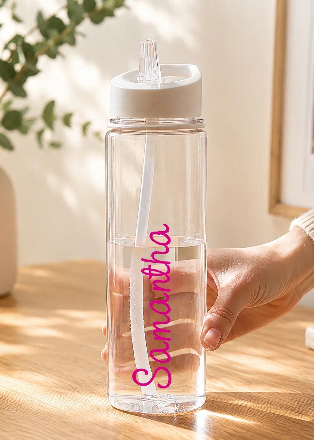 Personalised Memento Company Pink Name Water Bottle - One Size Image 1