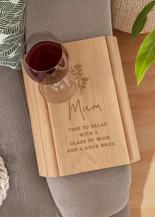Personalised Memento Company Floral Brown Wooden Sofa Tray - One Size Image 3