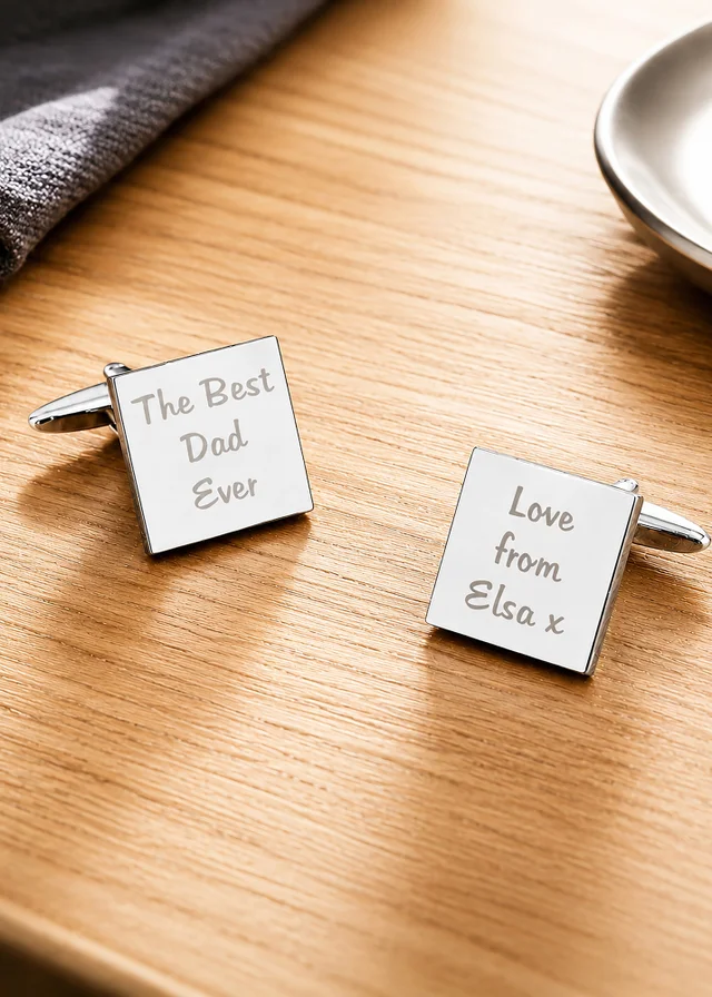 Personalised Memento Company Silver Square Cufflinks - 3 lines