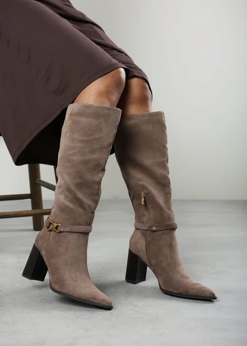 Where's That From Winona Taupe Knot Trim Detail Knee High Boots - 5 Image 2