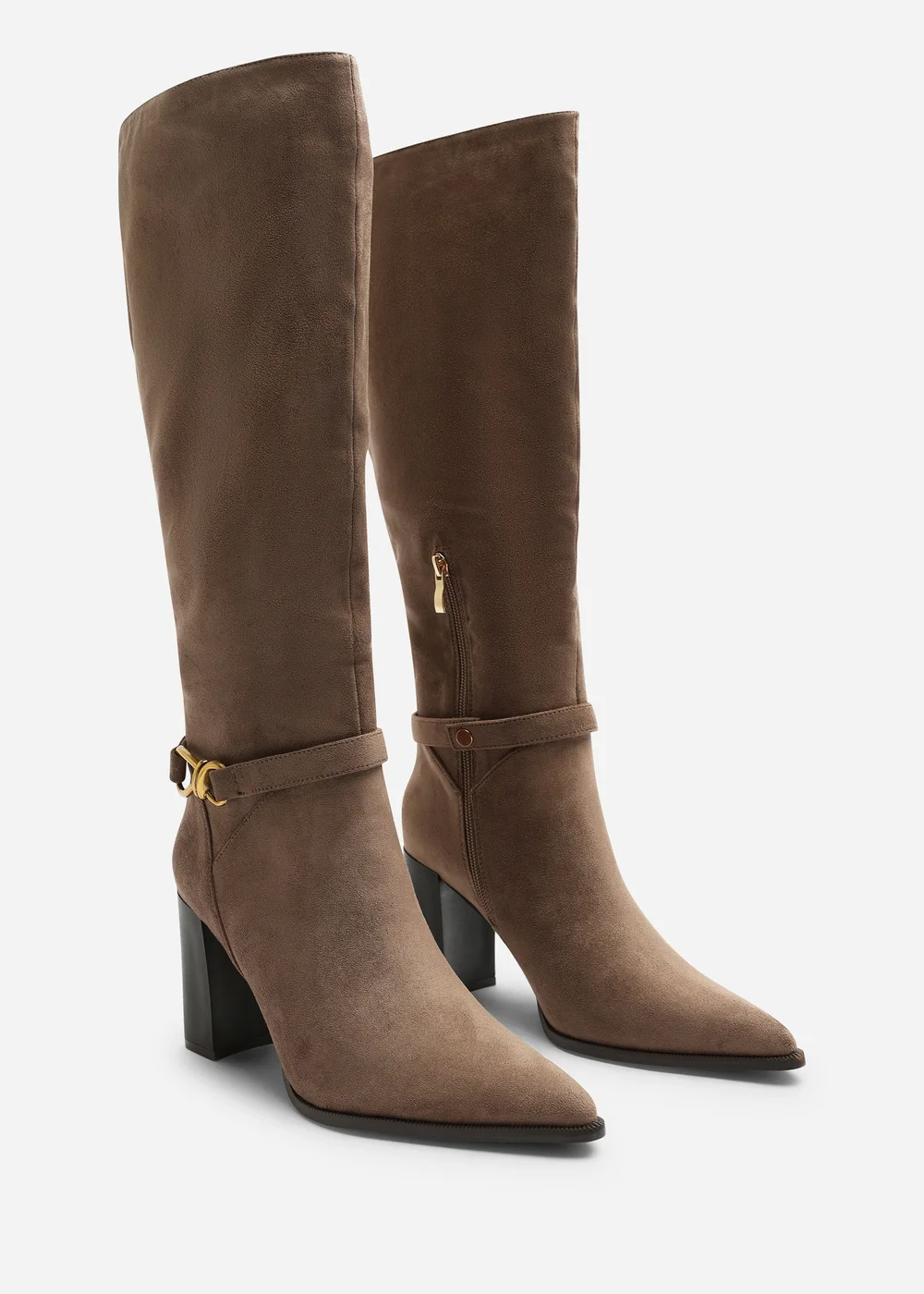 Where's That From Winona Taupe Knot Trim Detail Knee High Boots - 5 Image 3