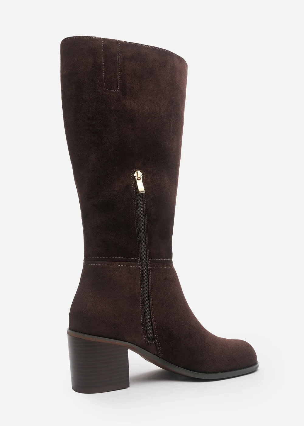 Where's That From Colette Wide Fit Dark Brown Knee High Block Heel Boot - 4 Wide Image 5