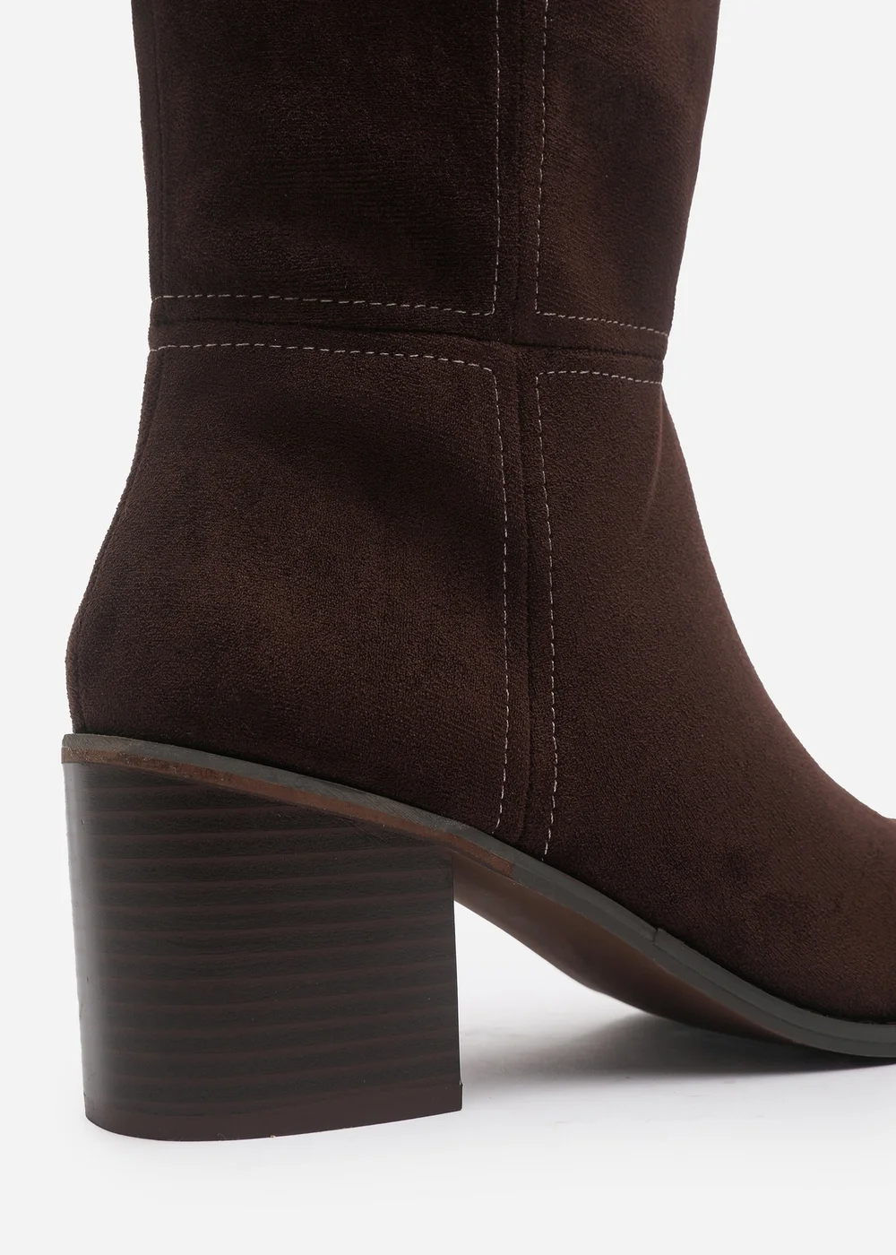 Where's That From Colette Wide Fit Dark Brown Knee High Block Heel Boot - 4 Wide Image 4