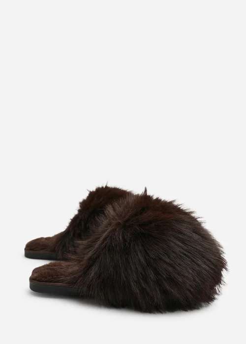 Where's That From Keira Dark Brown Extreme Fluffy Oversized Faux Fur Slippers - 5 Image 5