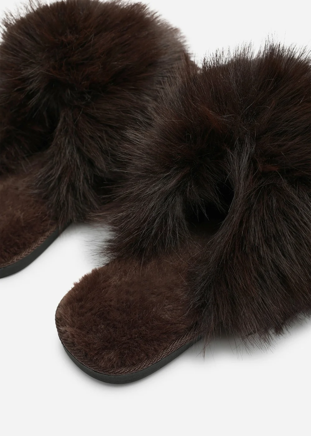 Where's That From Keira Dark Brown Extreme Fluffy Oversized Faux Fur Slippers - 5 Image 4