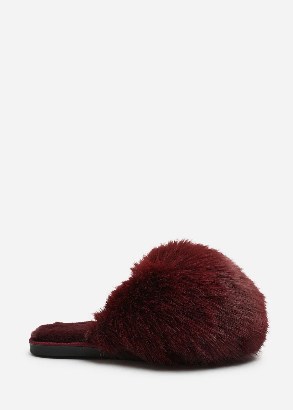 Where's That From Keira Burgundy Extreme Fluffy Oversized Faux Fur Slippers - 6 Image 1