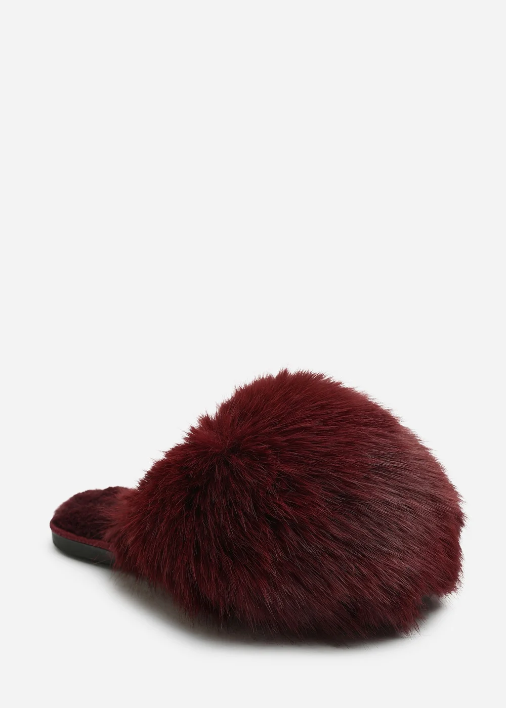 Where's That From Keira Burgundy Extreme Fluffy Oversized Faux Fur Slippers - 6 Image 2