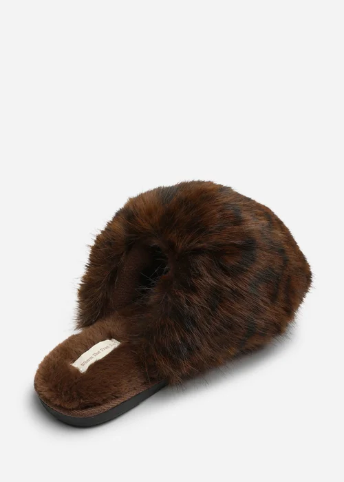 Where's That From Keira Brown Leopard Extreme Fluffy Oversized Faux Fur Slippers - 5 Image 5