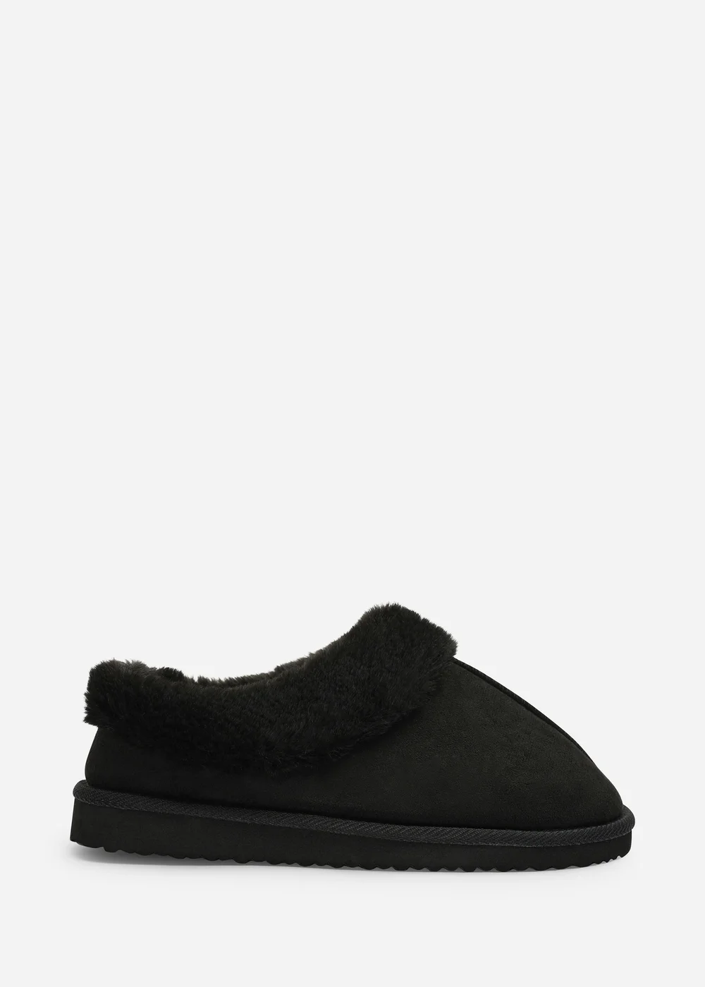 Where's That From Inaya Black Mule Slippers With Faux Fur Collar Trim - 6 Image 1