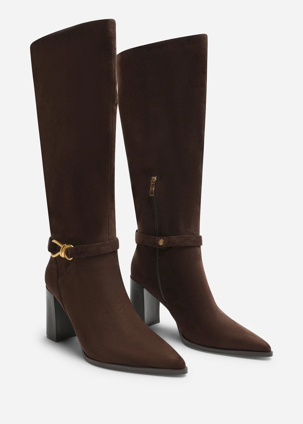 Where's That From Winona Dark Brown Wide Fit Knot Trim Detail Knee High Boots - 4 Wide Image 3