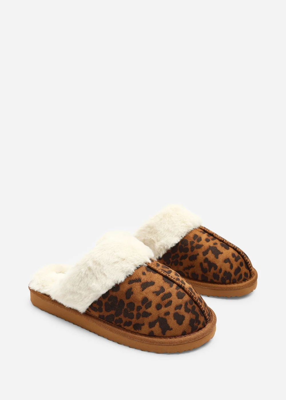 Where's That From Drinae Leopard Fur Trim Mule Slippers - 3 Image 3