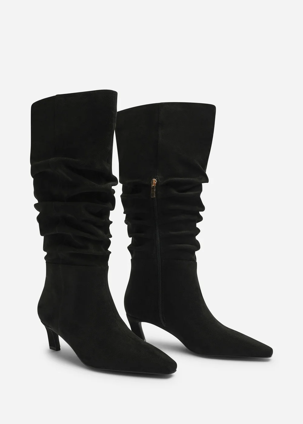 Where's That From Kensley Black Ruched Slouch Knee High Snipped Toe Boot - 6 Image 3