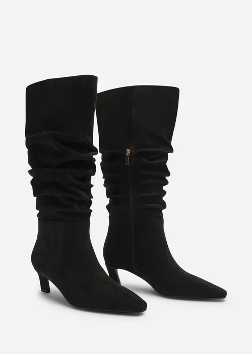 Where's That From Kensley Black Ruched Slouch Knee High Snipped Toe Boot - 6 Image 3