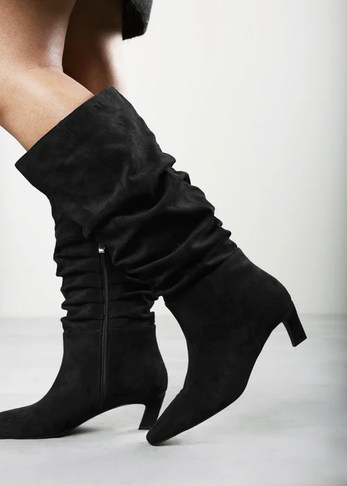 Where's That From Kensley Black Ruched Slouch Knee High Snipped Toe Boot - 6 Image 5