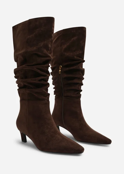 Where's That From Kensley Dark Brown Ruched Slouch Knee High Snipped Toe Boot - 5 Image 3