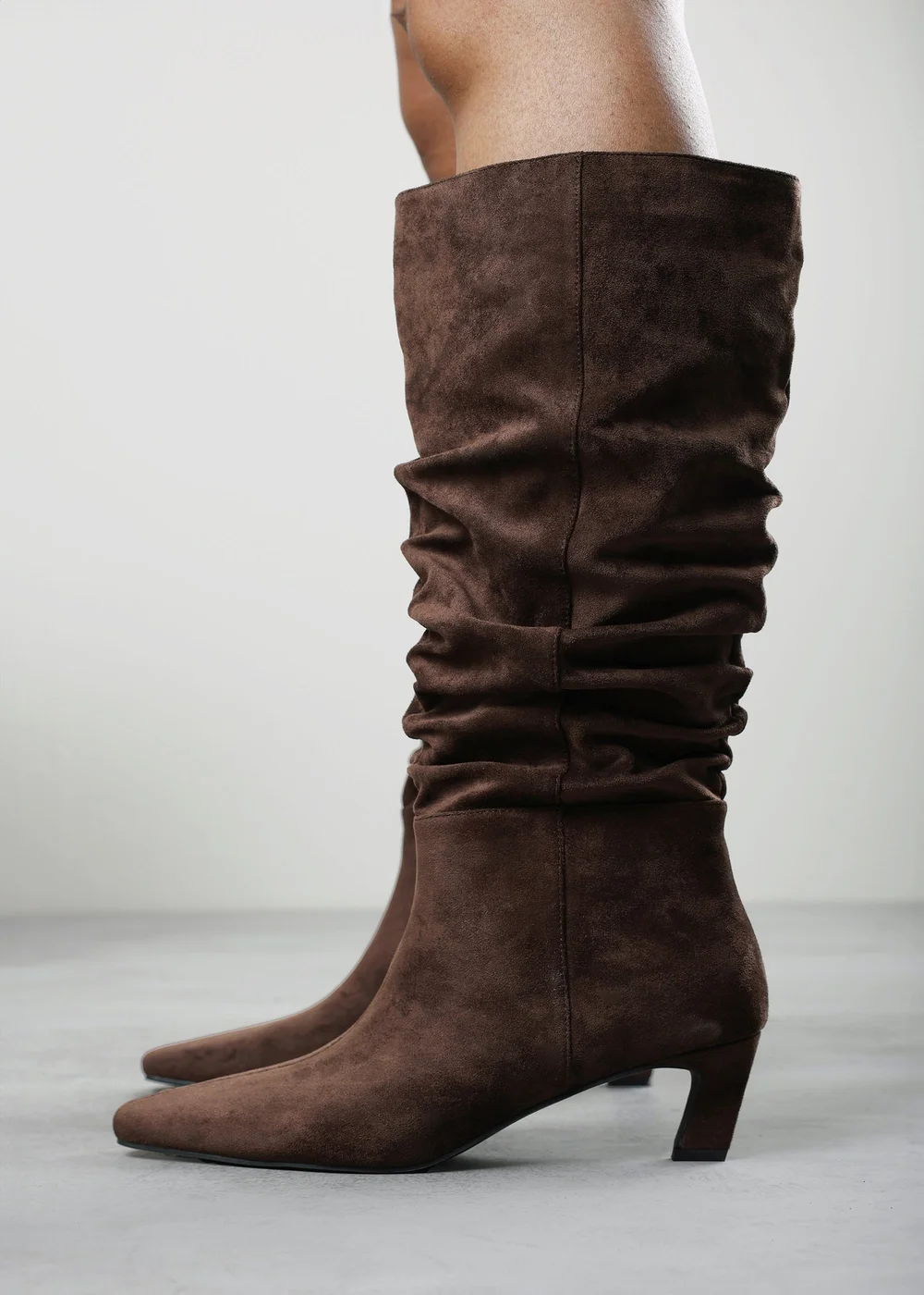 Where's That From Kensley Dark Brown Ruched Slouch Knee High Snipped Toe Boot - 5 Image 5