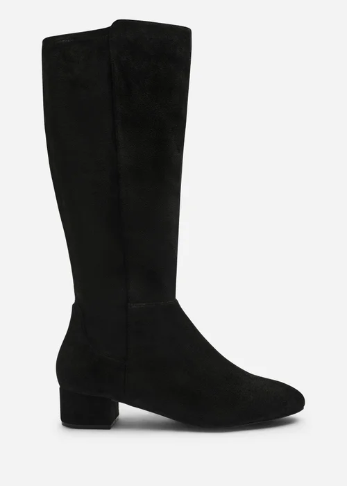 Where's That From Paislee Black Wide Fit Round Toe Block Heel Stretch Boots - 7 Wide Image 1