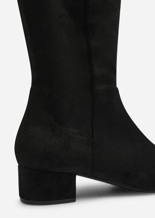 Where's That From Paislee Black Wide Fit Round Toe Block Heel Stretch Boots - 7 Wide Image 4