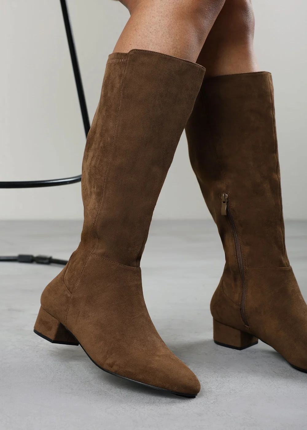 Where's That From Paislee Warm Brown Round Toe Block Heel Stretch Boots - 7 Image 2