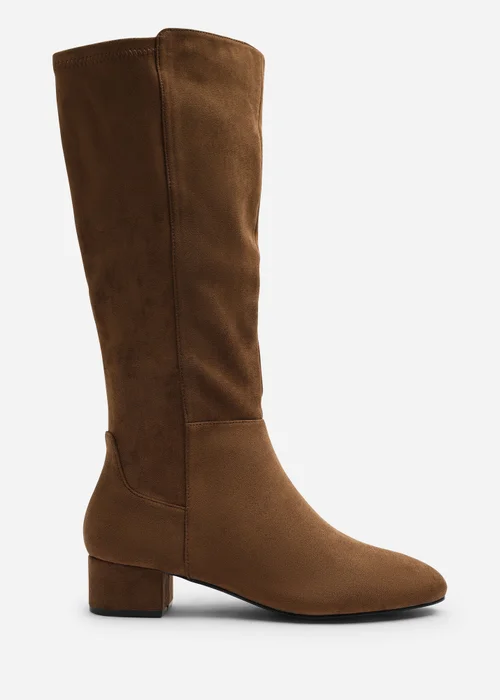 Where's That From Paislee Warm Brown Round Toe Block Heel Stretch Boots - 7 Image 1