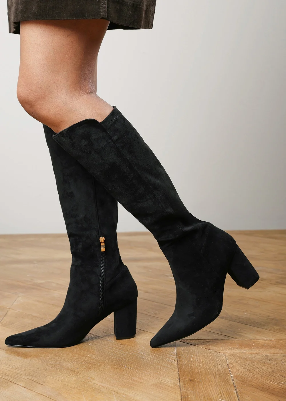 Where's That From Georgina Black Wide Fit Stretch Knee High Pointed Boots - 8 Wide Image 5