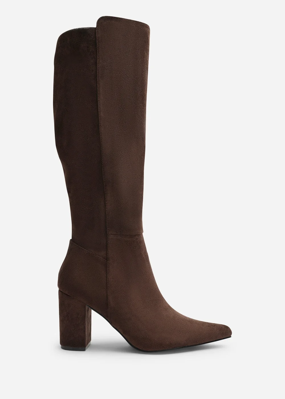 Where's That From Georgina Dark Brown Wide Fit Stretch Knee High Pointed Boots - 4 Wide Image 1