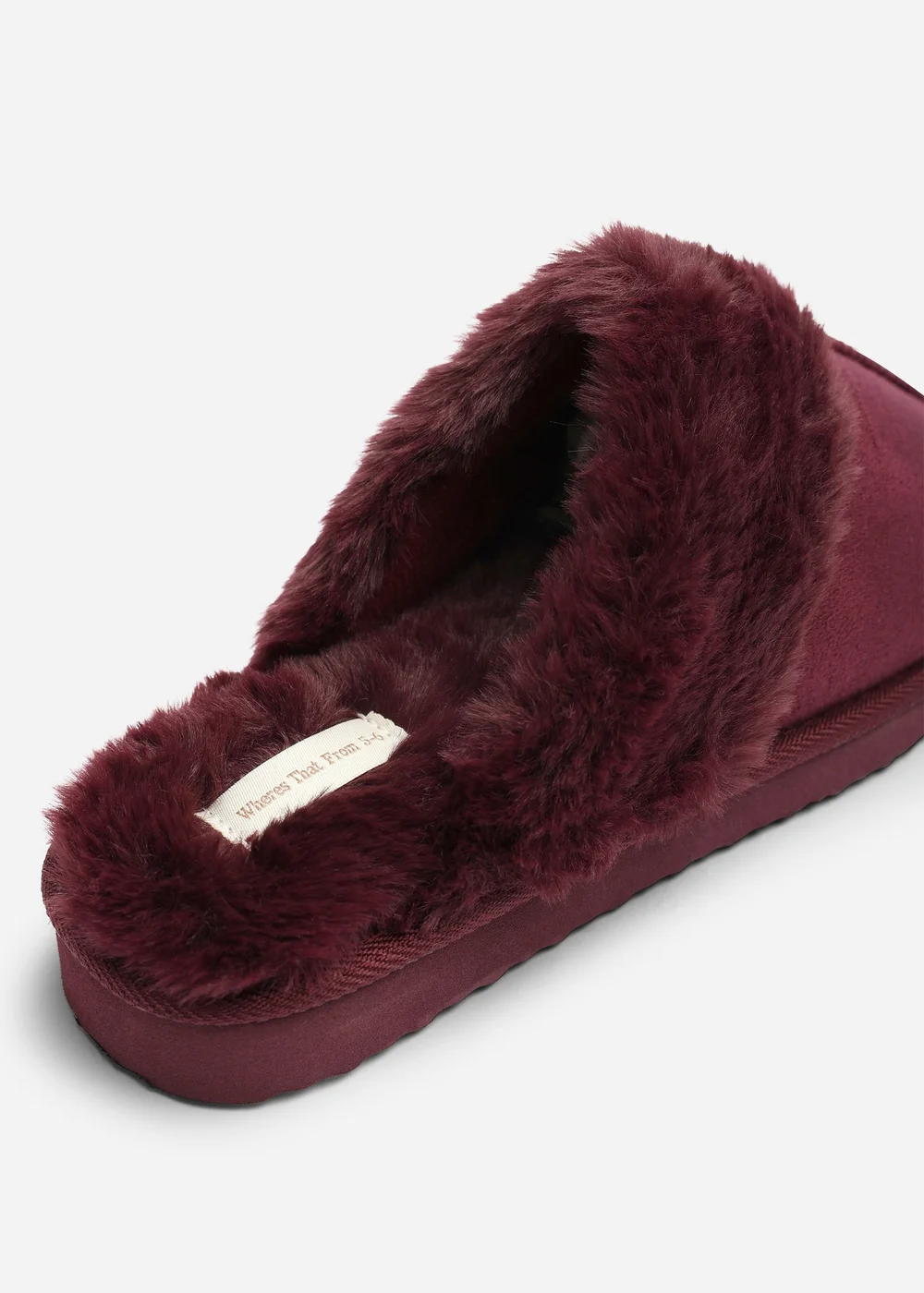 Where's That From Comfort Burgundy Faux Fur Trim Mule Slipper - 5 Image 4